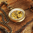 Load image into Gallery viewer, Personalized Engraved Groomsmen Gift Winding Pocket Watch, Bronze Mechanical Pocket Watch, Anniversary Gift For Him