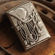 Load image into Gallery viewer, Cowboy Zippo© Lighter - Rodeo Lighter - Resting Cowboy Zippo© - Western Lighters with Custom Monogram Engraving