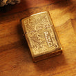 Load image into Gallery viewer, Brass Venetian Official Zippo© Lighter, Engraved Gold Lighter, Filigree Gold Zippo©, Groomsman Lighters with Custom Monogram Engraving