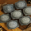 Load image into Gallery viewer, Engraved Satin Silver Belt Buckle, Personalized Belt Buckle, Groomsman Belt Buckle, Cowboy Belt Buckle, Solid Steel Belt Buckle For Him