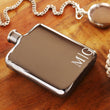 Load image into Gallery viewer, Engraved Silver Flask with Back Side Custom Text, High Polished Stainless Steel Flask, Personalized Groomsman or Bridesmaid Flask