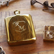 Load image into Gallery viewer, Yellow Gold Personalized Flask, Engraved Yellow Gold Flask, Personalized Groomsman or Bridesmaid Flask, Best Man Engraved Flask