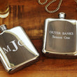 Load image into Gallery viewer, Engraved Silver Flask with Back Side Custom Text, High Polished Stainless Steel Flask, Personalized Groomsman or Bridesmaid Flask
