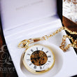 Load image into Gallery viewer, Mount Royal Open Face Skeleton Gold Pocket Watch, Personalized Pocket Watch
