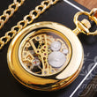 Load image into Gallery viewer, Mount Royal Open Face Skeleton Gold Pocket Watch, Personalized Pocket Watch