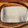 Load image into Gallery viewer, USA Amish Made Leather Belt with Custom Personalized Engraved Satin Silver Steel Belt Buckle