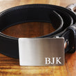 Load image into Gallery viewer, Leather Belt with Engraved Steel Belt Buckle, Personalized Silver Belt Buckle USA Amish Made Full Grain Leather Belt Birthday Gift for Him