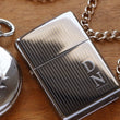 Load image into Gallery viewer, Silver Pinstripe Official Zippo© Lighter, Vintage Style Silver Zippo©, Regular Engine Turned Zippo©, STRIPES Zippo©