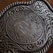 Load image into Gallery viewer, Factory Second Personalized Initial Belt Buckle, Vintage Custom Belt Buckle, Western Belt Buckle with Initial Gift for Him