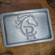 Load image into Gallery viewer, Engraved Belt Buckle, Personalized Silver Belt Buckle for Men, Groomsman Gift, Cowboy Custom Belt Buckle, Birthday Gift for Him, Ranch Logo