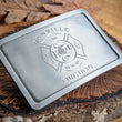 Load image into Gallery viewer, Engraved Belt Buckle, Personalized Silver Belt Buckle for Men, Groomsman Gift, Cowboy Custom Belt Buckle, Birthday Gift for Him, Ranch Logo