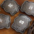 Load image into Gallery viewer, Factory Second Personalized Initial Belt Buckle, Vintage Custom Belt Buckle, Western Belt Buckle with Initial Gift for Him