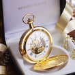 Load image into Gallery viewer, Mount Royal Double Hunter Skeleton Gold Pocket Watch, Personalized Pocket Watch