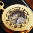 Load image into Gallery viewer, Engraved Jean Pierre Gold Pocket Watch | Mechanical Double Hunter with Window | Personalized Groomsmen Father&#39;s Day Gift
