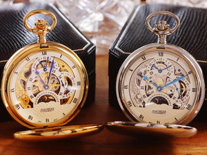 Jean Pierre® of Switzerland Moon Display Gold Pocket Watch