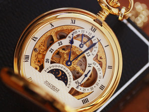 Jean Pierre® of Switzerland Moon Display Gold Pocket Watch