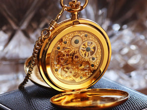Jean Pierre® of Switzerland Moon Display Gold Pocket Watch