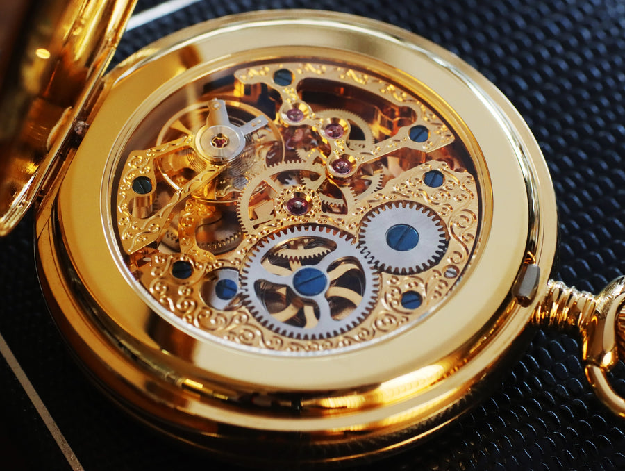 Jean Pierre® of Switzerland Moon Display Gold Pocket Watch