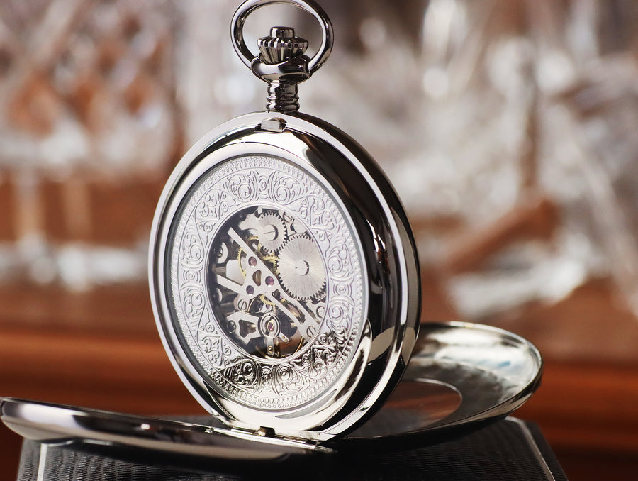 Jean Pierre® of Switzerland Silver Mechanical Pocket Watch