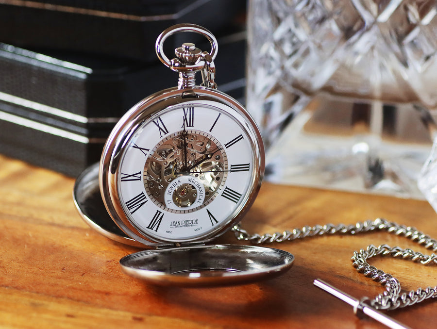 Jean Pierre® of Switzerland Silver Mechanical Pocket Watch