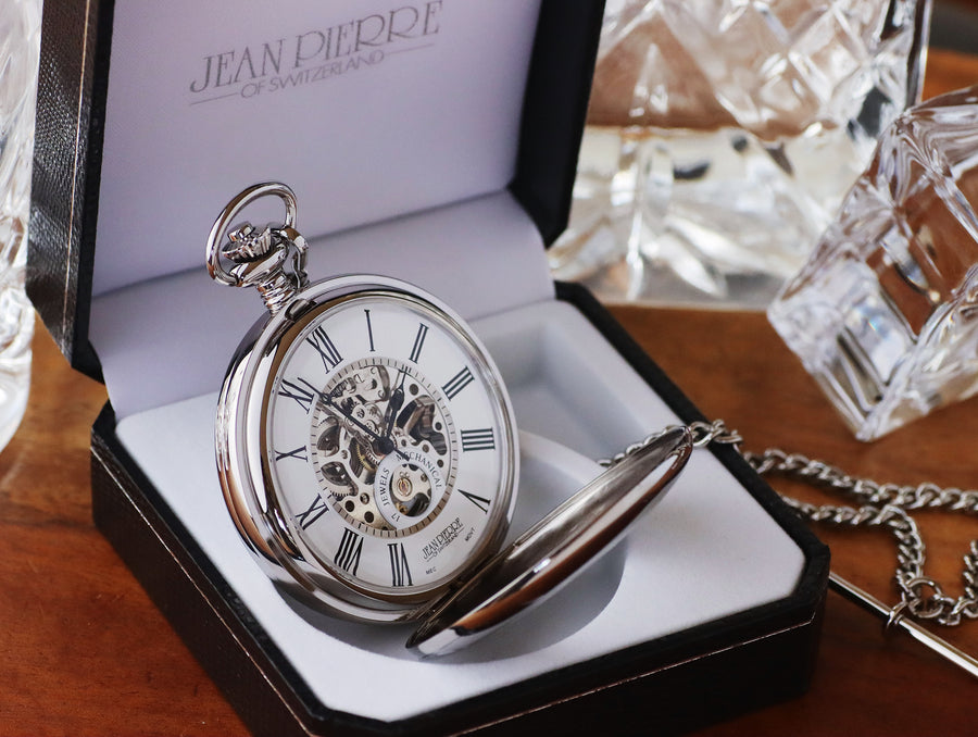 Jean Pierre® of Switzerland Silver Mechanical Pocket Watch