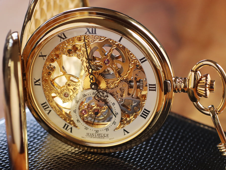 Jean Pierre® of Switzerland Small Seconds Display Gold Pocket Watch