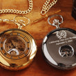 Load image into Gallery viewer, Engraved Jean Pierre Gold Pocket Watch | Mechanical Double Hunter with Window | Personalized Groomsmen Father&#39;s Day Gift
