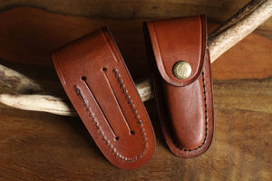 Small Brown Leather Sheath For 3.75 Inch Knives From Our Store, Pocket Knife Leather Pouch with Leather Belt Holster Gift for Him