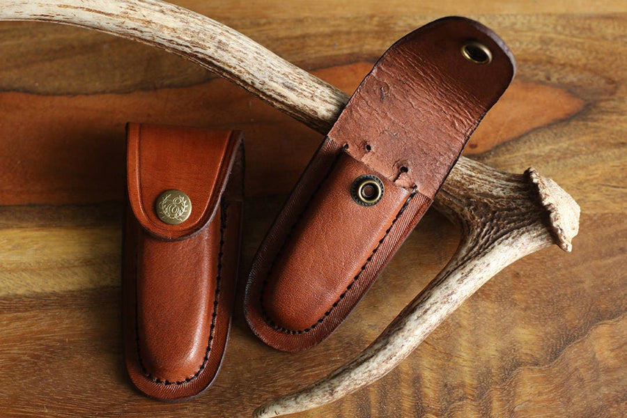 Small Brown Leather Sheath For 3.75 Inch Knives From Our Store, Pocket Knife Leather Pouch with Leather Belt Holster Gift for Him