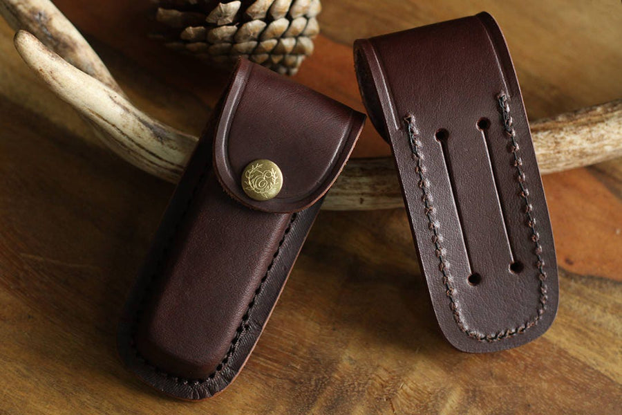 Medium Brown Leather Sheath for 4 Inch Knives From our Store, Pocket Knife Leather Pouch with Leather Belt Holster Cowboy Gift