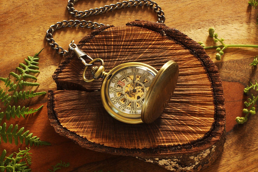 Anniversary Gift For Men - Bronze Pocket Watch - Personalized Groomsmen Gifts - Engraved Pocket Watch - Bronze Anniversary Gift For Him