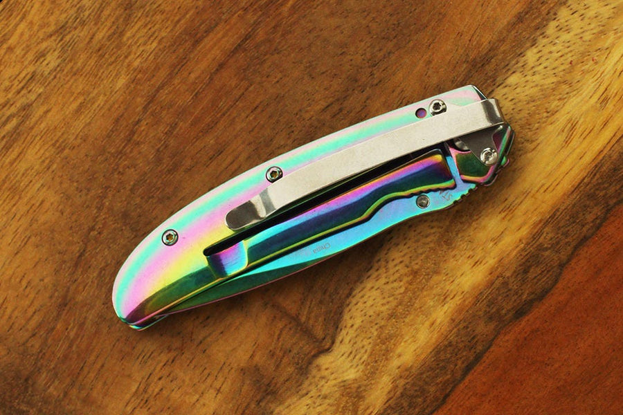 Holographic Clip Knife, Personalized Holo Knife, Engraved Rainbow Knife