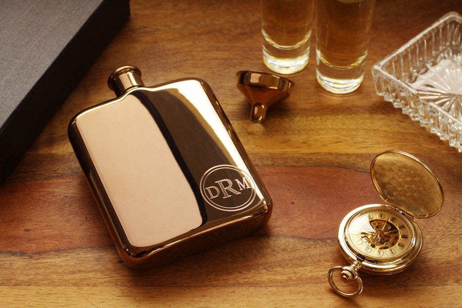 Rose Gold Personalized Flask With Funnel and Gift Box, Funnel Included, Engraved Rose Gold Flask, Personalized Bridesmaid Flask