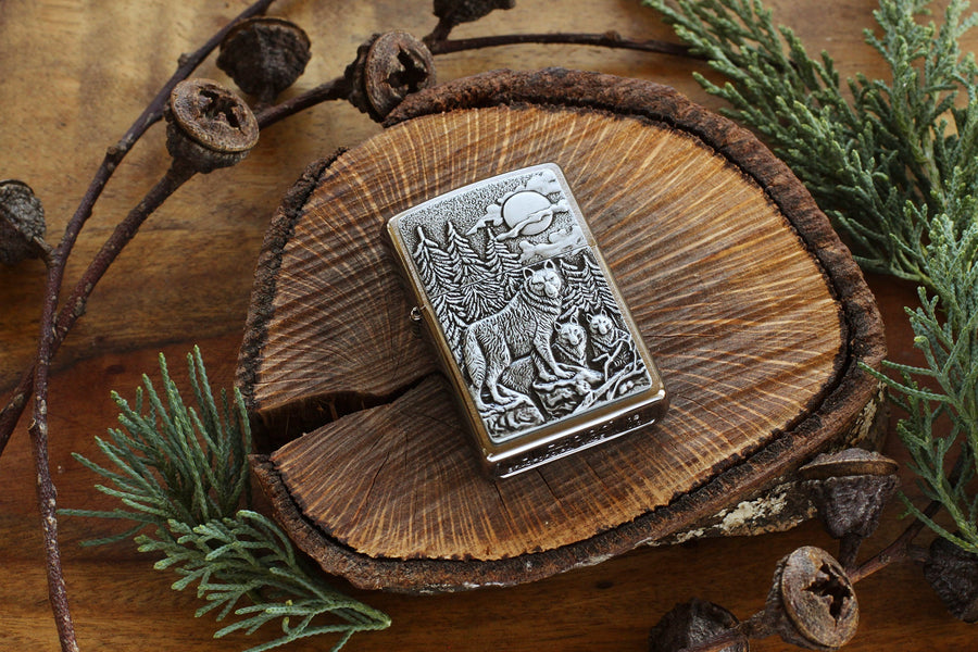 Official Timberwolves Zippo© Lighter, Wolf Pack Zippo©, Groomsman Lighters with Custom Monogram Engraving