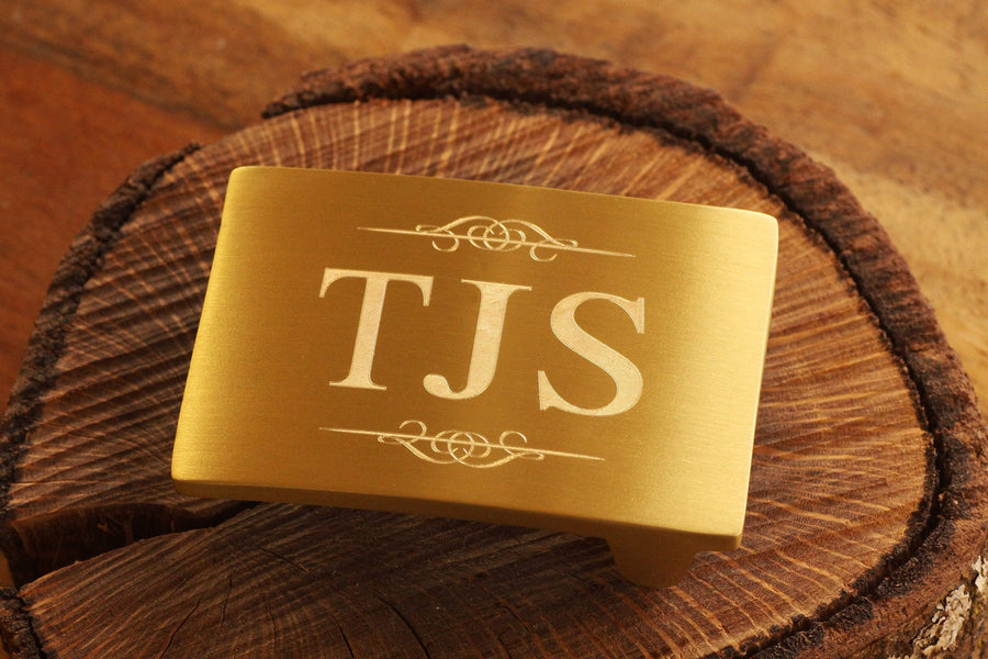 Engraved Satin Gold Belt Buckle, Personalized Belt Buckle, Groomsman Belt Buckle, Cowboy Belt Buckle