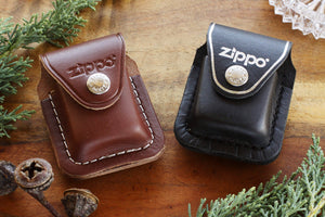 Leather Official Zippo© BLACK Leather Lighter Case