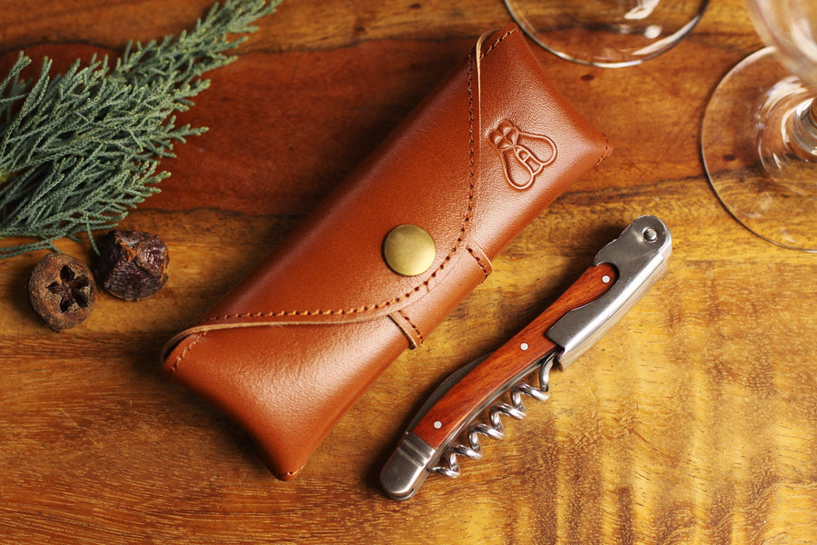 Laguiole Wine Opener with Leather Pouch, Personalized Server Gifts, Engraved Bottle Openers, Corkscrew Opener, Gift for Him