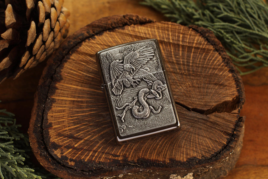 Eagle and Snake Zippo© Lighter, Eagle vs. Snake Lighter, Zippo©, Lighters with Custom Monogram Engraving