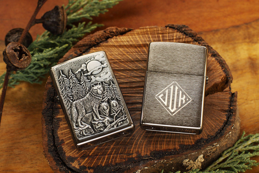Official Timberwolves Zippo© Lighter, Wolf Pack Zippo©, Groomsman Lighters with Custom Monogram Engraving