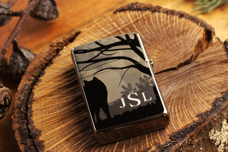 Wolves Official Zippo© Lighter, Engraved Wolf Lighter, Groomsman Lighters with Custom Monogram Engraving