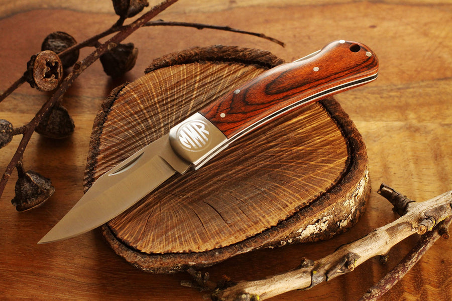 Engraved Pocket Folding Knife Gift for Him, Custom Groomsmen Gifts Personalized Knife with Wood Handle, Father's Day Gift