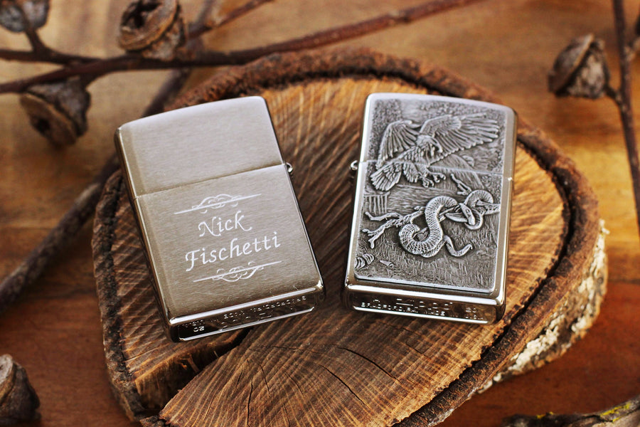 Eagle and Snake Zippo© Lighter, Eagle vs. Snake Lighter, Zippo©, Lighters with Custom Monogram Engraving