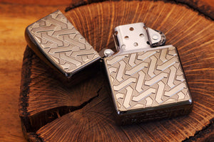 Geometric Weave Zippo© Lighter, Zippo Armor® Lighters, Personalized Black Ice Lighter, Custom Black Lighter