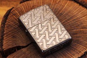 Geometric Weave Zippo© Lighter, Zippo Armor® Lighters, Personalized Black Ice Lighter, Custom Black Lighter