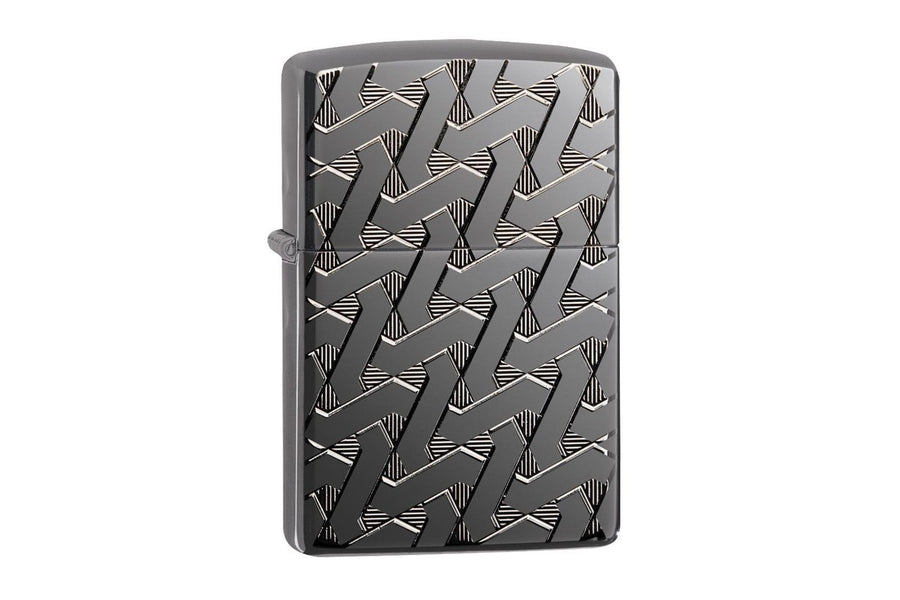 Geometric Weave Zippo© Lighter, Zippo Armor® Lighters, Personalized Black Ice Lighter, Custom Black Lighter