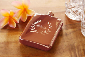 Rose Gold Personalized Bridesmaid Flask, Engraved Rose Gold Flask, Personalized Bridesmaid Flask, Engraved Flask