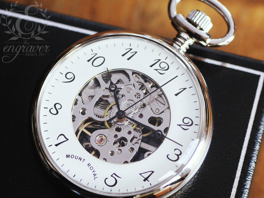 Mount Royal Open Face Skeleton Pocket Watch - Main Image