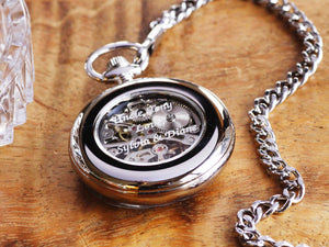 Mount Royal Open Face Skeleton Pocket Watch, Personalized Pocket Watch