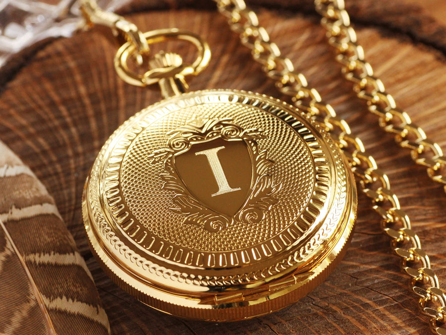 Mount Royal Double Hunter Skeleton Gold Pocket Watch, Personalized Pocket Watch