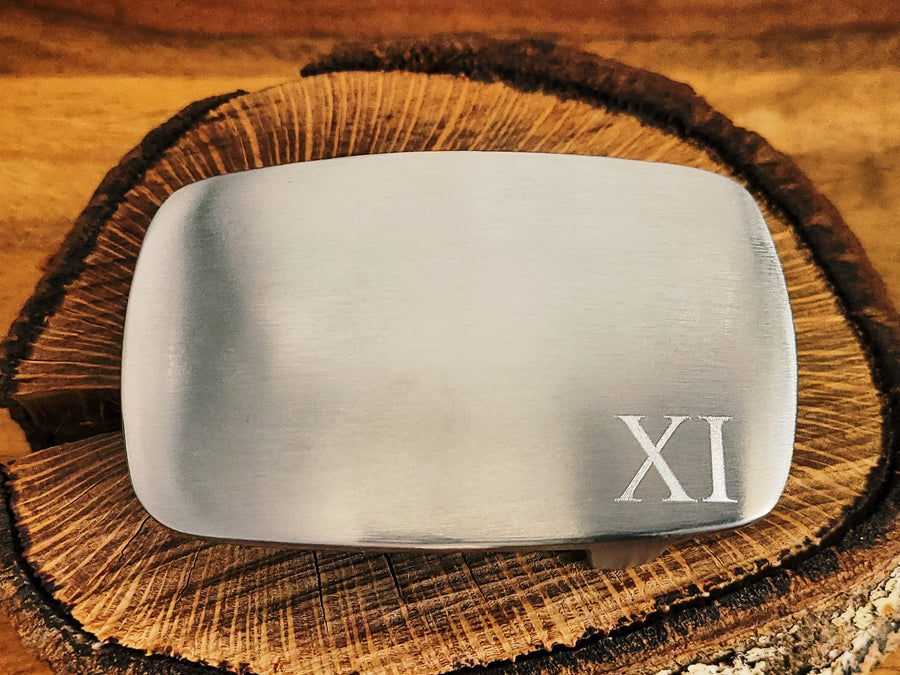 Engraved Solid Steel Belt Buckle Personalized Satin Silver Buckle Groomsman Gift for Him